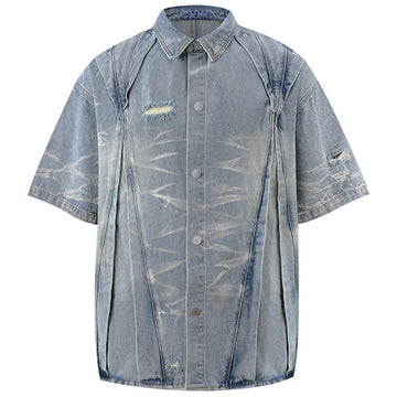 Static Fade Pleated Denim Shirt
